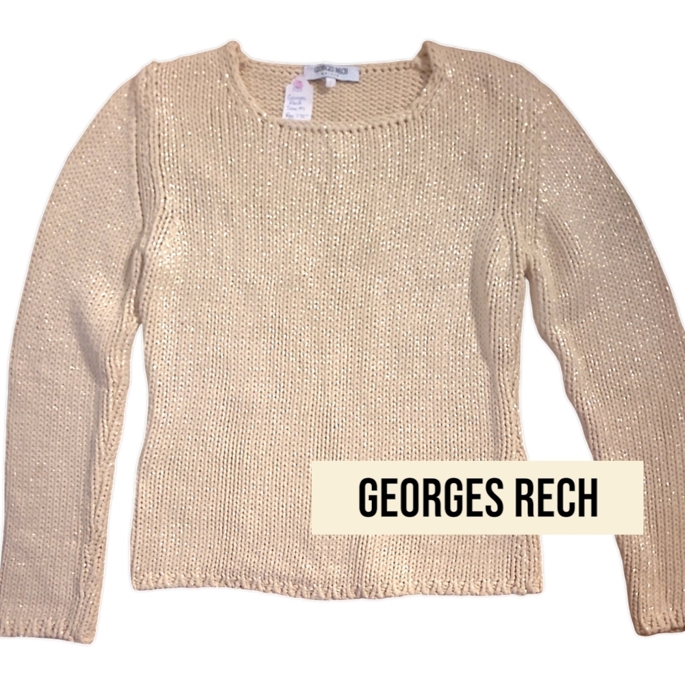 Italian GEORGES RECH Thick iridescent cream-coloured cotton knit sweater